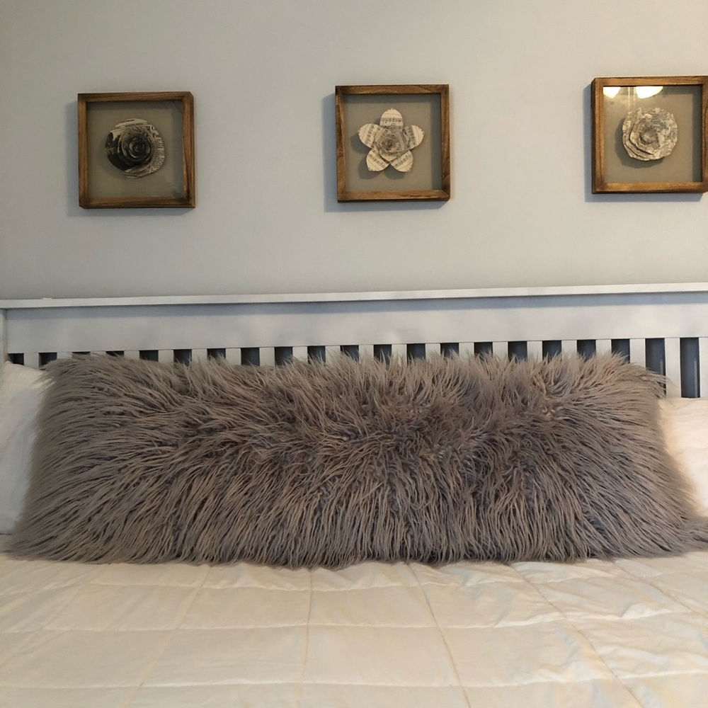 Opalhouse Mongolian faux fur gray body pillow